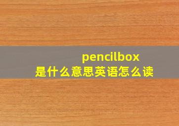 pencilbox是什么意思英语怎么读