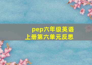 pep六年级英语上册第六单元反思