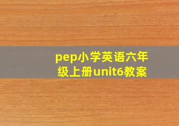 pep小学英语六年级上册unit6教案