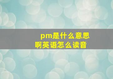 pm是什么意思啊英语怎么读音