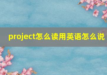 project怎么读用英语怎么说