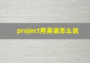 project用英语怎么说