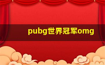 pubg世界冠军omg