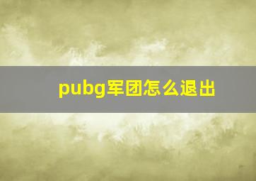 pubg军团怎么退出