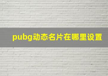 pubg动态名片在哪里设置