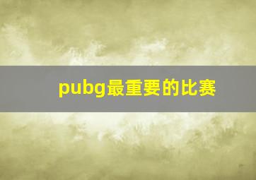 pubg最重要的比赛