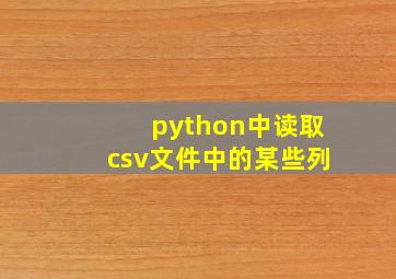 python中读取csv文件中的某些列