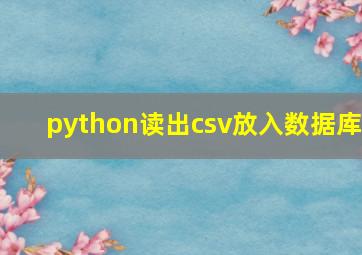 python读出csv放入数据库