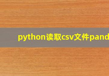 python读取csv文件pandas