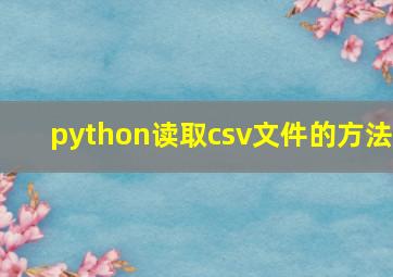 python读取csv文件的方法