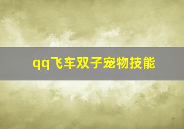 qq飞车双子宠物技能