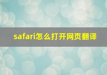 safari怎么打开网页翻译