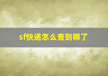 sf快递怎么查到哪了