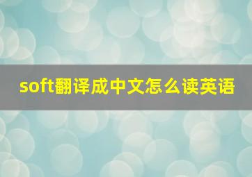 soft翻译成中文怎么读英语