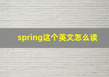 spring这个英文怎么读