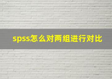 spss怎么对两组进行对比