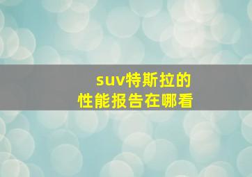 suv特斯拉的性能报告在哪看