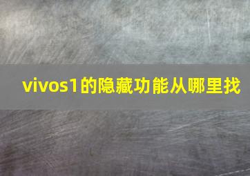 vivos1的隐藏功能从哪里找