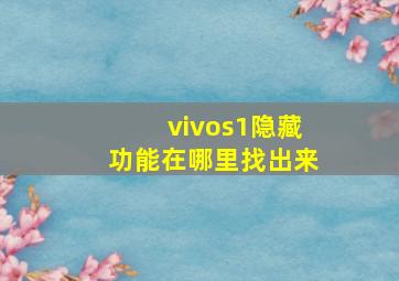 vivos1隐藏功能在哪里找出来