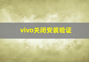 vivo关闭安装验证