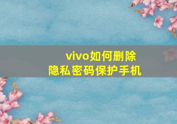 vivo如何删除隐私密码保护手机