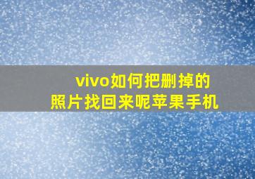 vivo如何把删掉的照片找回来呢苹果手机