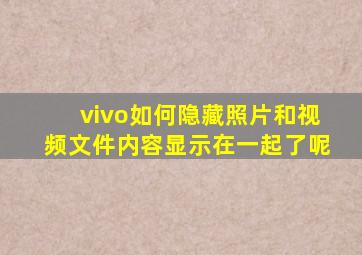 vivo如何隐藏照片和视频文件内容显示在一起了呢