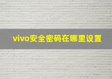 vivo安全密码在哪里设置