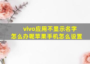 vivo应用不显示名字怎么办呢苹果手机怎么设置