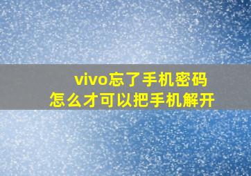 vivo忘了手机密码怎么才可以把手机解开