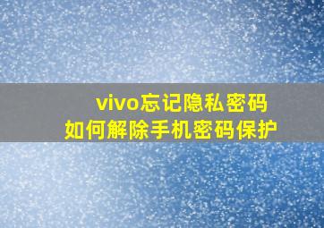 vivo忘记隐私密码如何解除手机密码保护