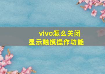 vivo怎么关闭显示触摸操作功能