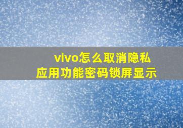 vivo怎么取消隐私应用功能密码锁屏显示