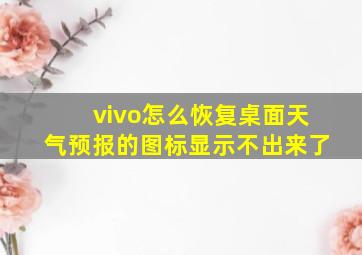 vivo怎么恢复桌面天气预报的图标显示不出来了