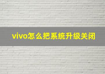 vivo怎么把系统升级关闭