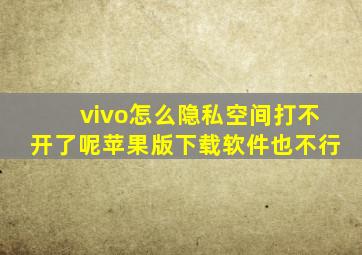 vivo怎么隐私空间打不开了呢苹果版下载软件也不行