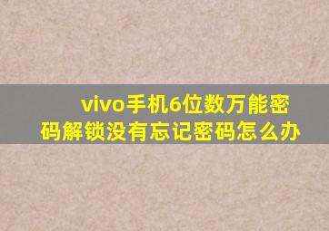 vivo手机6位数万能密码解锁没有忘记密码怎么办