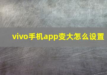 vivo手机app变大怎么设置