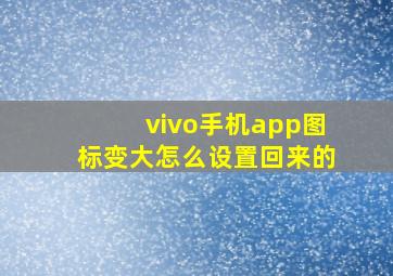 vivo手机app图标变大怎么设置回来的