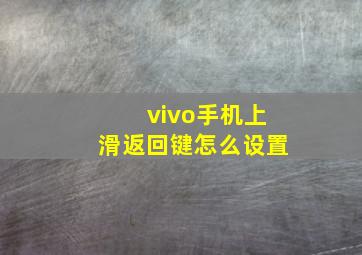 vivo手机上滑返回键怎么设置