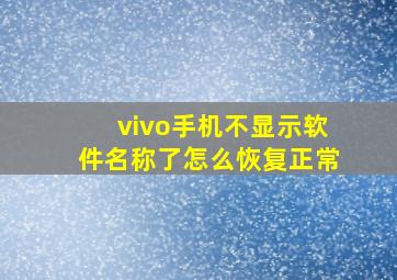 vivo手机不显示软件名称了怎么恢复正常