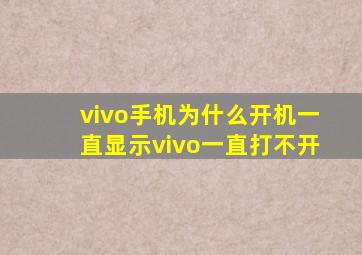 vivo手机为什么开机一直显示vivo一直打不开