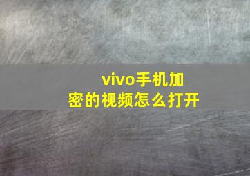 vivo手机加密的视频怎么打开