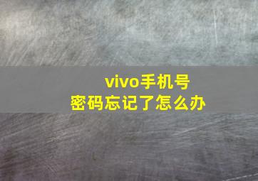 vivo手机号密码忘记了怎么办