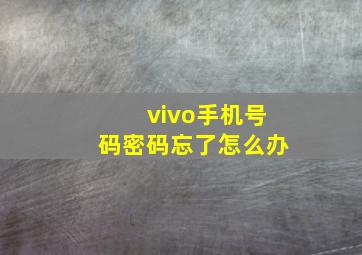 vivo手机号码密码忘了怎么办