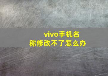 vivo手机名称修改不了怎么办