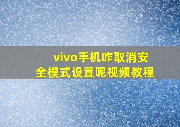 vivo手机咋取消安全模式设置呢视频教程