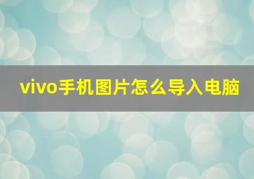 vivo手机图片怎么导入电脑