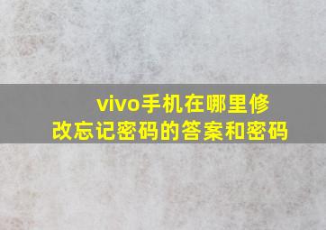 vivo手机在哪里修改忘记密码的答案和密码