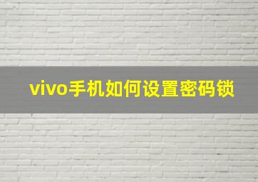 vivo手机如何设置密码锁